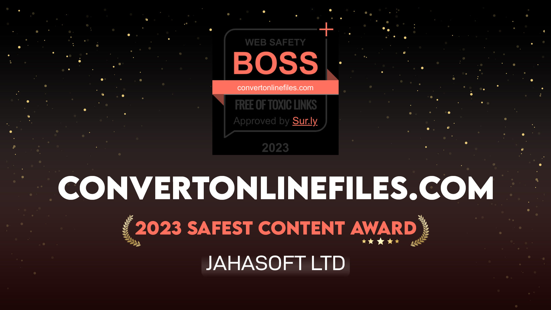 Celebrating Our Success: ConvertOnlineFiles.com Wins 2023 Safest Content Award from Sur.ly